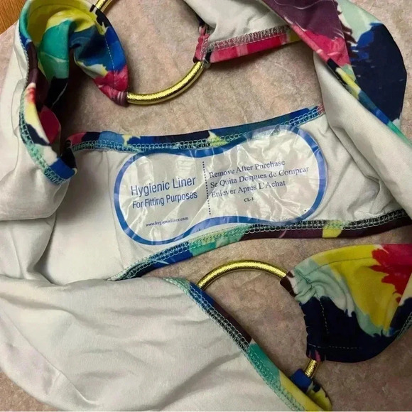 NWOT Milly Cabana Gold Ring Feather Print Bikini Bottom M - Picture 4 of 4